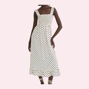 Zara 'The Josefine' Polka Dot Maxi Linen Blend Dress Size XS
